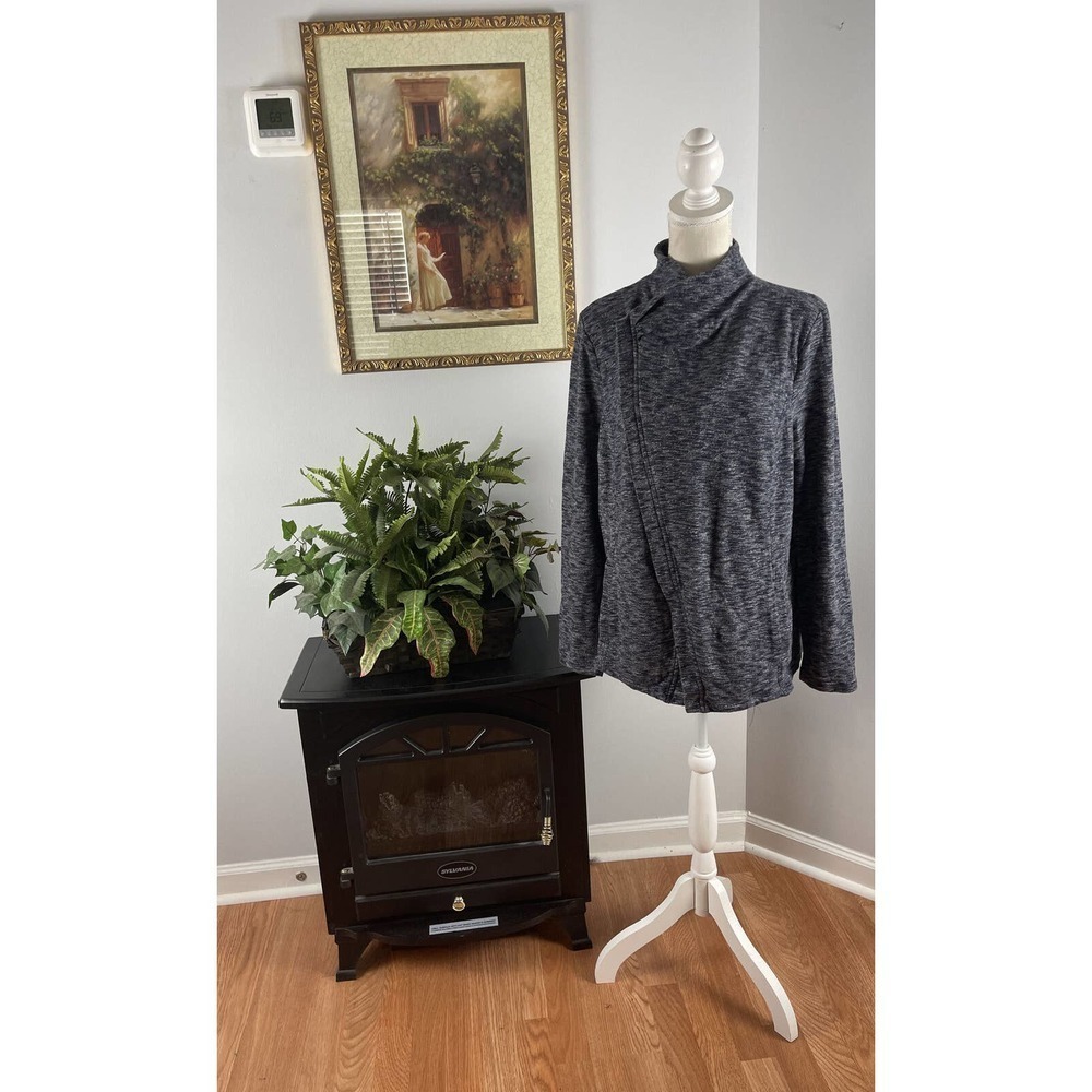 G.H. Bass & Co Womens Small Knit Zip Up Cardigan Sweater Gray XL/EG Long Sleeve